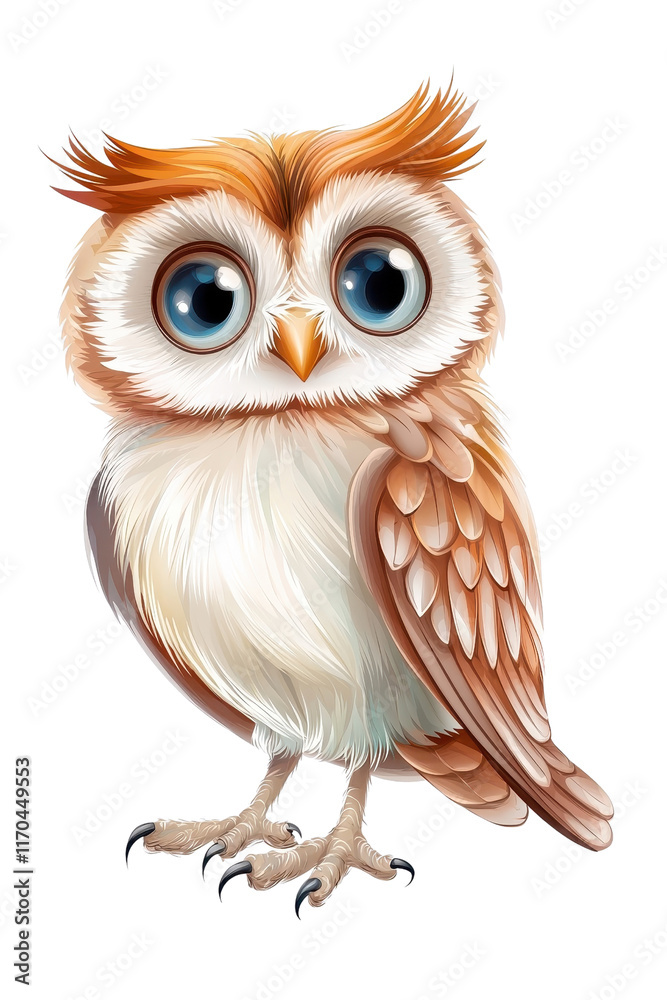 A baby owl, isolate on white background, with fluffy feathers and a curious expression. cutout png A baby owl, isolate on white background, with fluffy feathers and a curious expression. cutout png