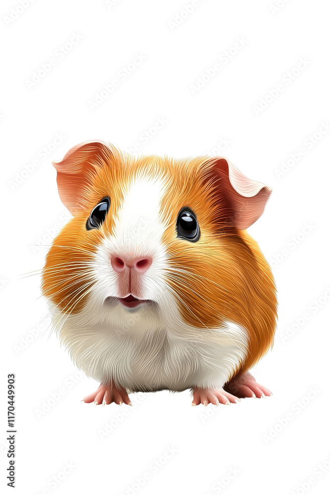 A flat style illustrated guinea pig, isolate on white background, characterized by playful colors and lines. cutout png A flat style illustrated guinea pig, isolate on white background, characterized by playful colors and lines. cutout png