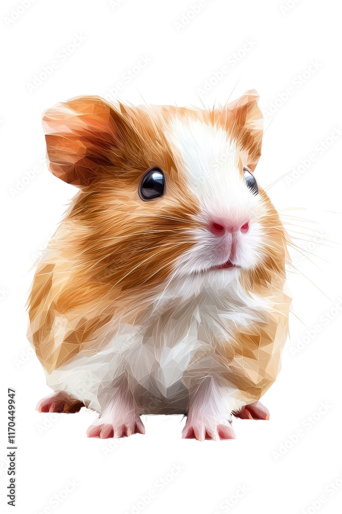 A low polygon style guinea pig, isolate on white background, defined by geometric shapes and vibrant colors. cutout png A low polygon style guinea pig, isolate on white background, defined by geometric shapes and vibrant colors. cutout png
