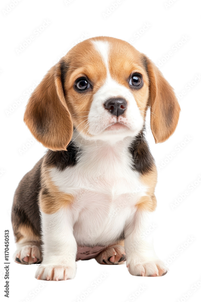 A baby Beagle, isolate on white background, with soft fur and an innocent gaze, exuding cuteness. cutout png A baby Beagle, isolate on white background, with soft fur and an innocent gaze, exuding cuteness. cutout png