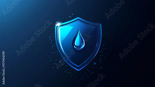 Waterproof protection sign, liquid drop absorption symbol, absorb of drops color outline icon. Vector shield with drop, water resistant icon