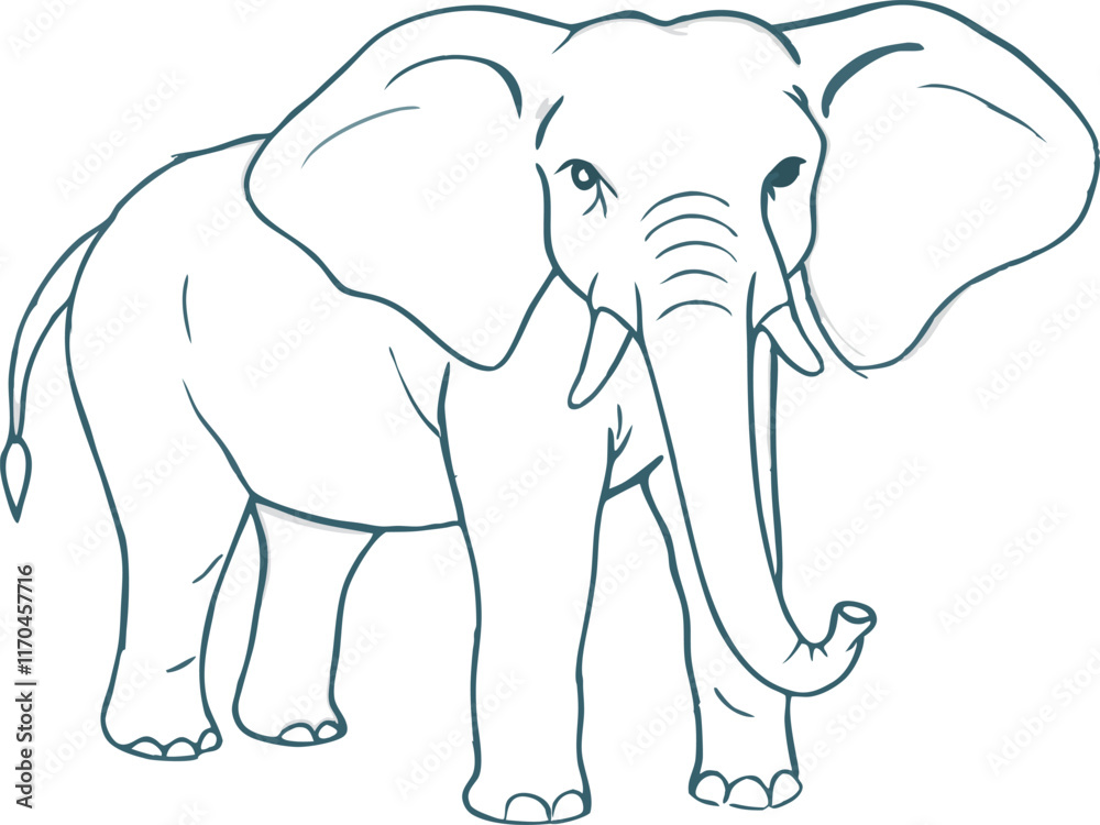Fototapeta premium Elephant hand drawn illustrations