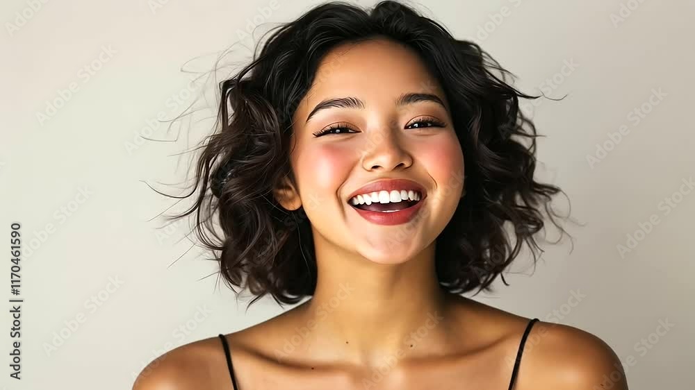 Joyful Young Latina Woman in Formal Dress Portrait