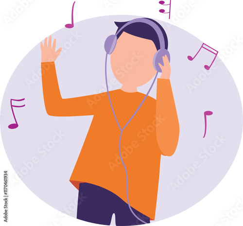 listening music Vector Illustration