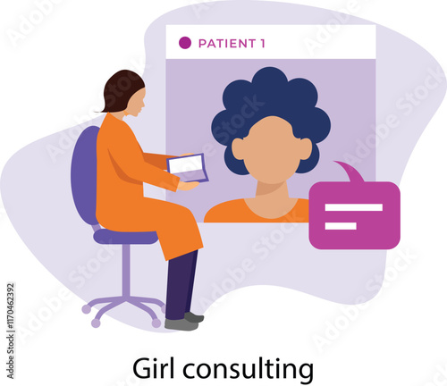 Girl consulting Vector Illustration