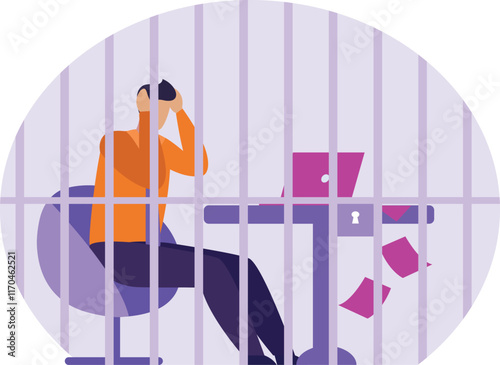 Employee trapped Vector Illustration
