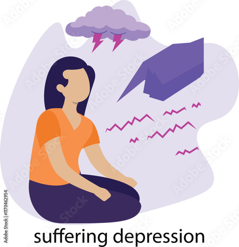 suffering depression Vector Illustration