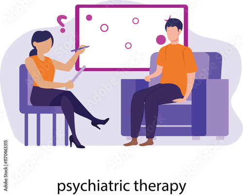 psychiatric therapy Vector Illustration