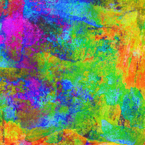 Abstract painting from the smears of acrylic paint. Mixing multicolored oil paint background