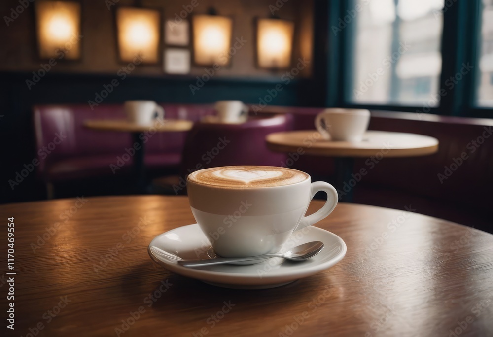 A cup of cappuccino with a heart shaped foam A cup of cappuccino with a heart shaped foam