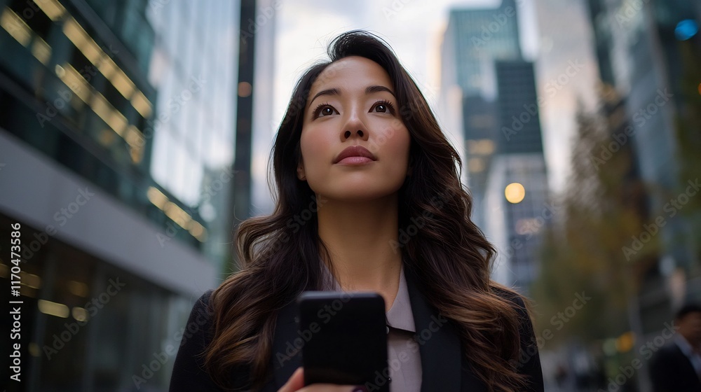 Ambition and Cityscape: A Businesswoman's Determined Gaze Ambition and Cityscape: A Businesswoman's Determined Gaze