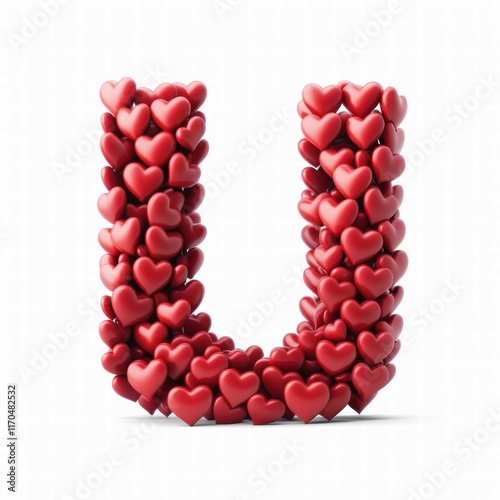 Heart Shaped Letters for Valentine's Celebration, Valentine's Day Word Design. Generative AI