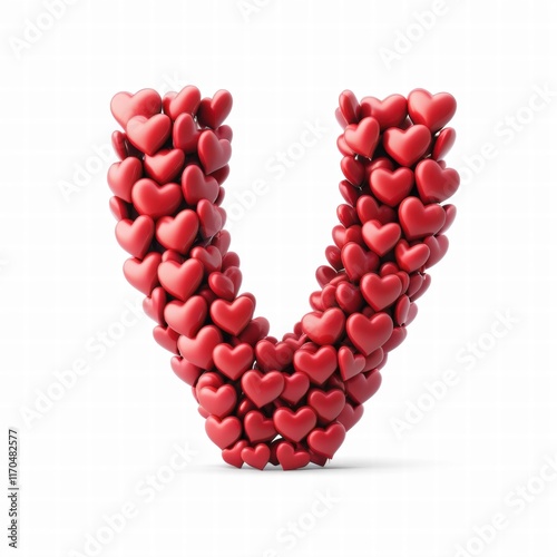 Heart Shaped Letters for Valentine's Celebration, Valentine's Day Word Design. Generative AI