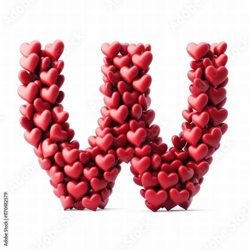 Heart Shaped Letters for Valentine's Celebration, Valentine's Day Word Design. Generative AI