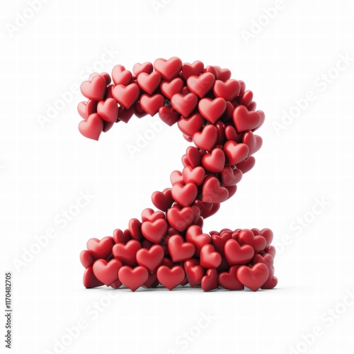 Heart Shaped Letters for Valentine's Celebration, Valentine's Day Word Design. Generative AI