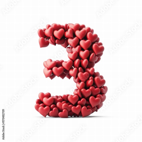 Heart Shaped Letters for Valentine's Celebration, Valentine's Day Word Design. Generative AI