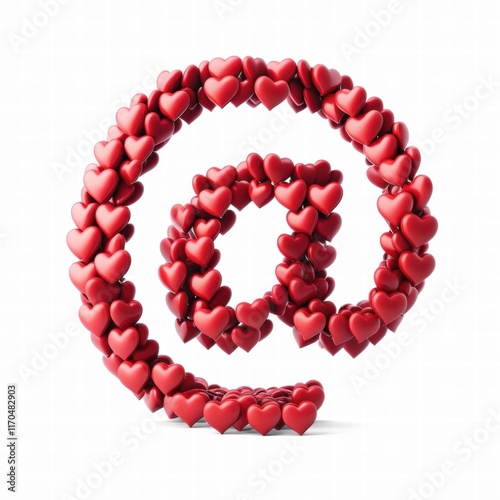 Heart Shaped Letters for Valentine's Celebration, Valentine's Day Word Design. Generative AI