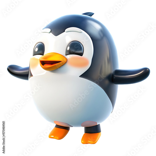 Happy Cartoon Penguin with Open Arms photo