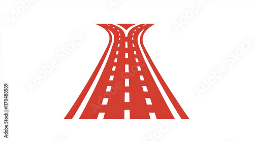 Highway road color line icon, street traffic crossroad or Y shape intersection, vector transport route sign. Street traffic or highway crossroad direction symbol for city road navigation map photo