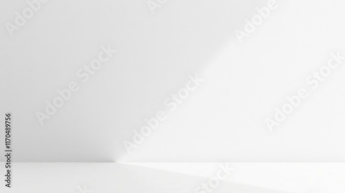Clean Minimalist White Room Studio Background with Subtle Light and Shadow