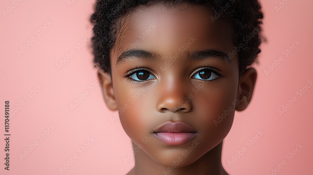Close-up of a young child's face with an expression of curiosity and innocence, set against a soft pink background. Close-up of a young child's face with an expression of curiosity and innocence, set against a soft pink background.