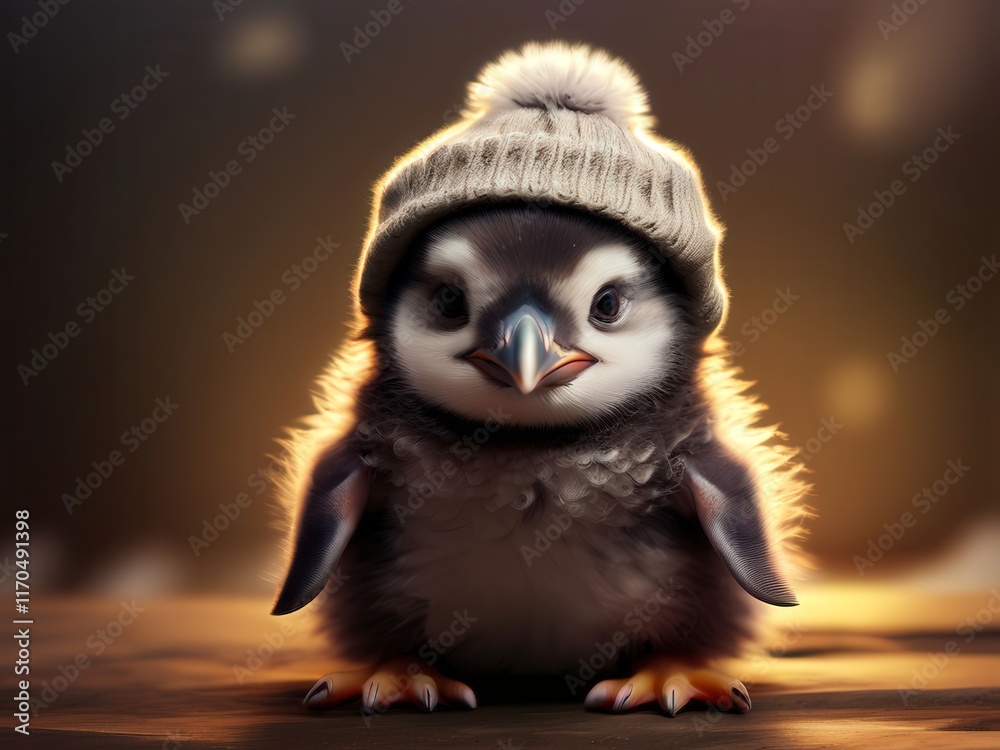 an AI Image Generator, , Penguin Chick Wearing a Cozy Winter Beanie Hat an AI Image Generator, , Penguin Chick Wearing a Cozy Winter Beanie Hat