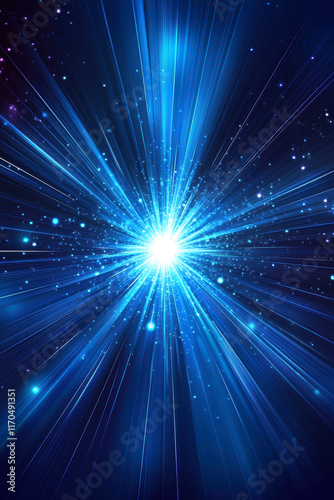 Dynamic Abstract Vector Representation of Futuristic Energy Radiating in Vibrant Blue Tones