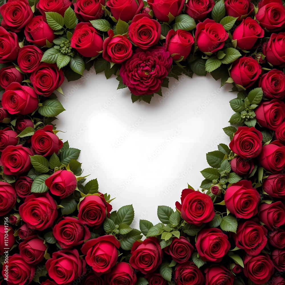 Heart Shape Made of Red Roses Symbolizing Love and Romance Heart Shape Made of Red Roses Symbolizing Love and Romance
