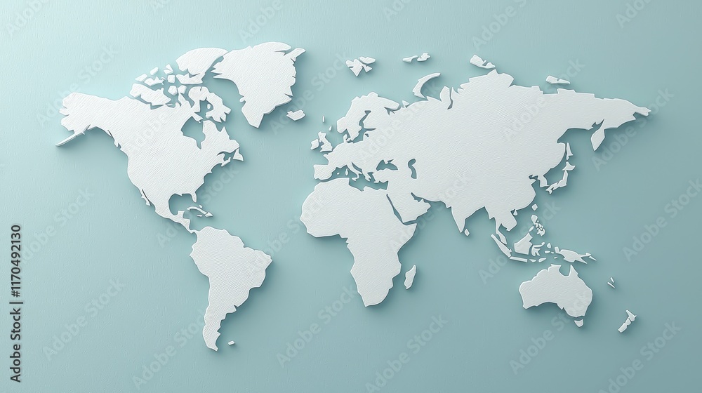 Global map displaying countries minimalist design digital artwork soft colors aerial view geographical representation Global map displaying countries minimalist design digital artwork soft colors aerial view geographical representation