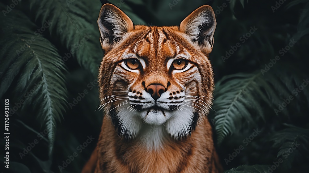 Majestic Lynx Amidst Lush Green Foliage