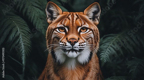 Obraz na płótnie Majestic Lynx Amidst Lush Green Foliage w salonie