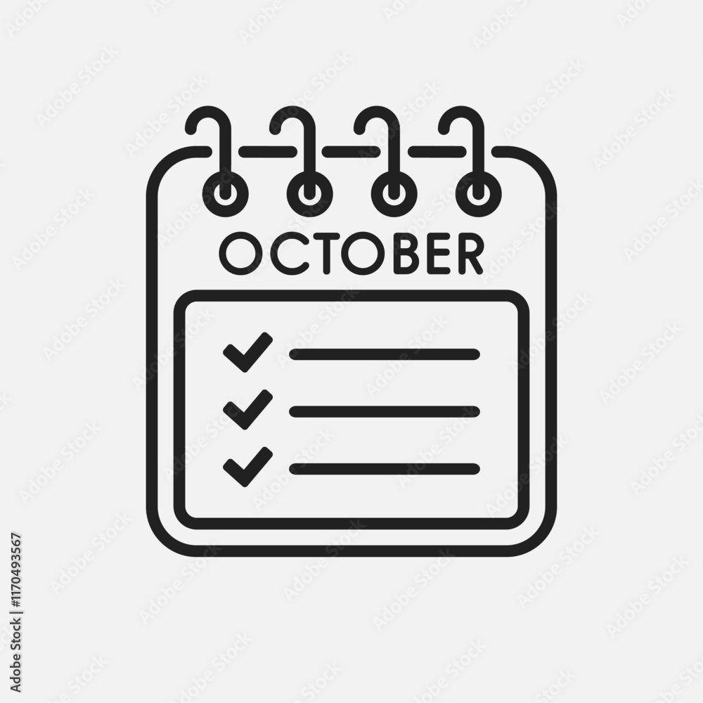 Icon calendar October month, to-do list, checklist Icon calendar October month, to-do list, checklist