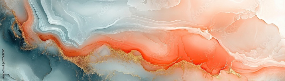 Fototapeta premium Mesmerizing Glowing Marble Patterns in Warm Peach Hues