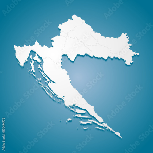 Creative map country Croatia divided on regions