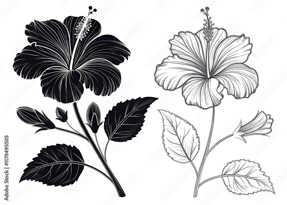 Obraz premium black and white flowers