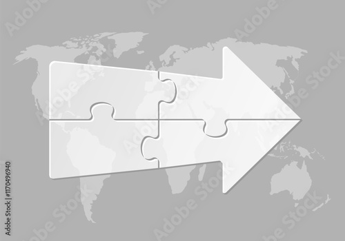 Diagram infographic for 4 steps, arrow puzzle
