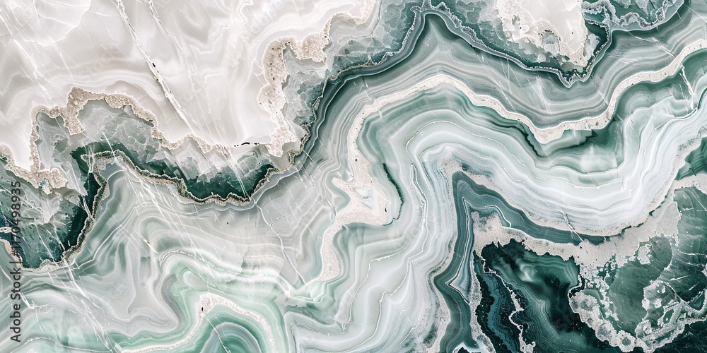 Naklejka premium abstract green and white marble surface texture background