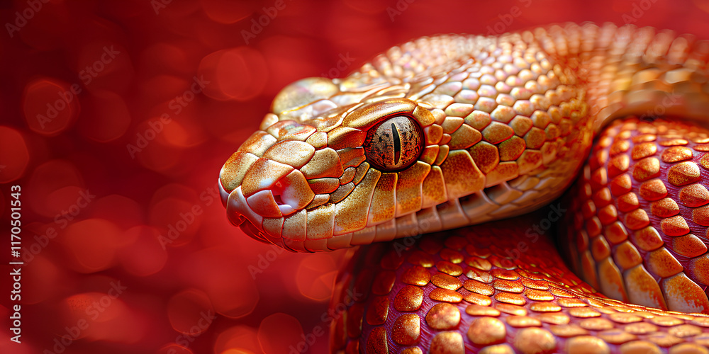 Obraz premium photo of a snake with a minimalist red background