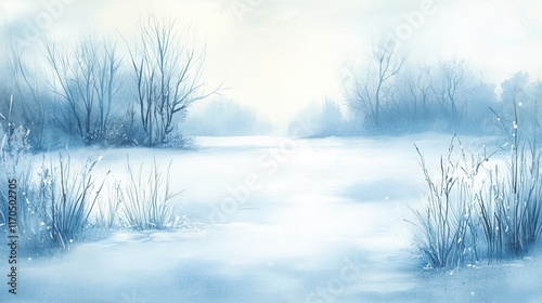 Photos Soft wintery watercolor background blending cool tones and subtle textures in a