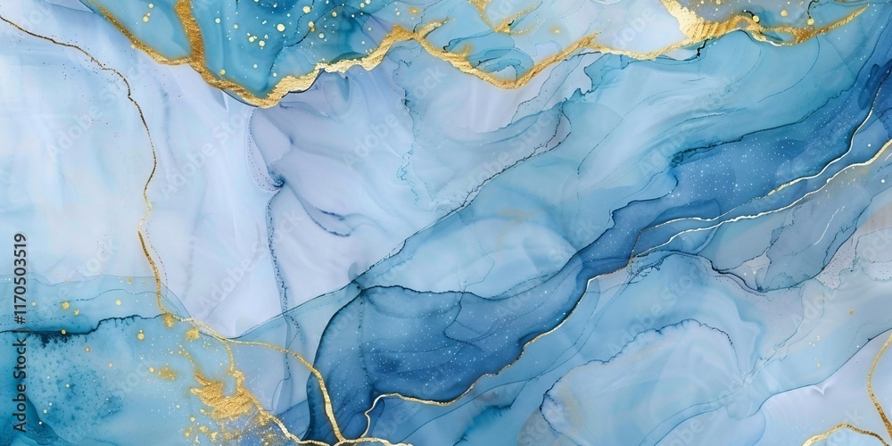 Naklejka premium Natural blue with gold accent texture of marble, glossy slab marble texture background of stone