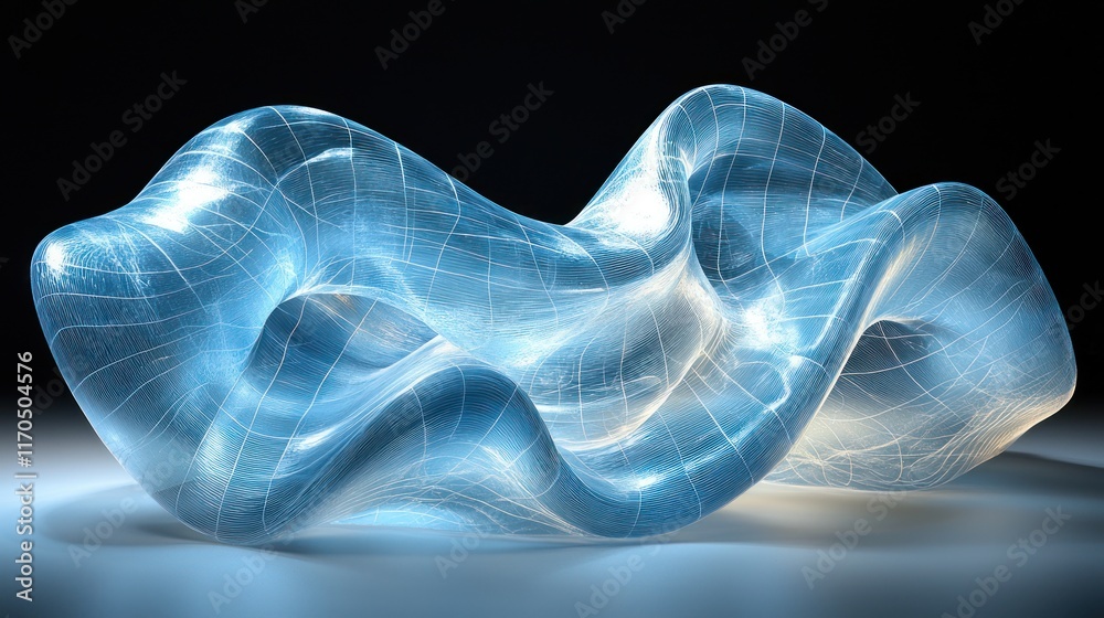 Fototapeta premium Abstract Blue Glass Sculpture: A Futuristic Design