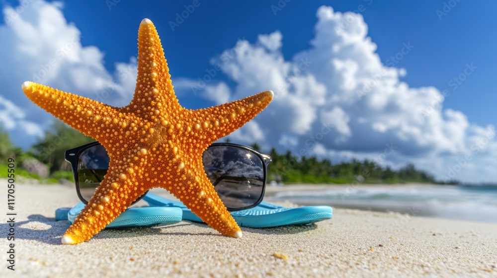Starfish and Sunglasses on a Tropical Beach Starfish and Sunglasses on a Tropical Beach