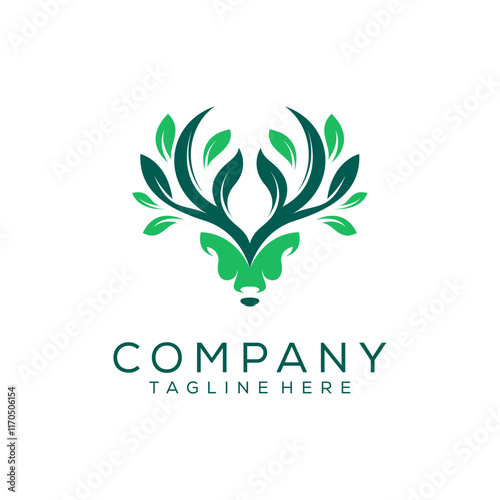 Vector logo illustration dear leaf gradient