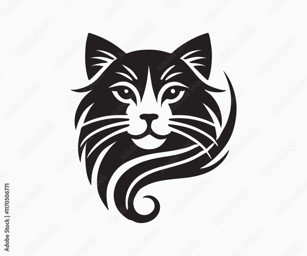 Obraz premium minimalist silhouette of a cat in black and white