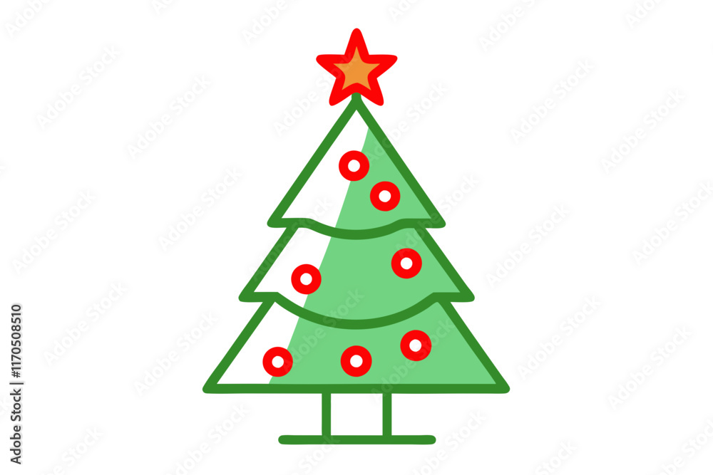 Vector Line Art of Christmas Tree in White for Printable Graphic Design Vector Line Art of Christmas Tree in White for Printable Graphic Design