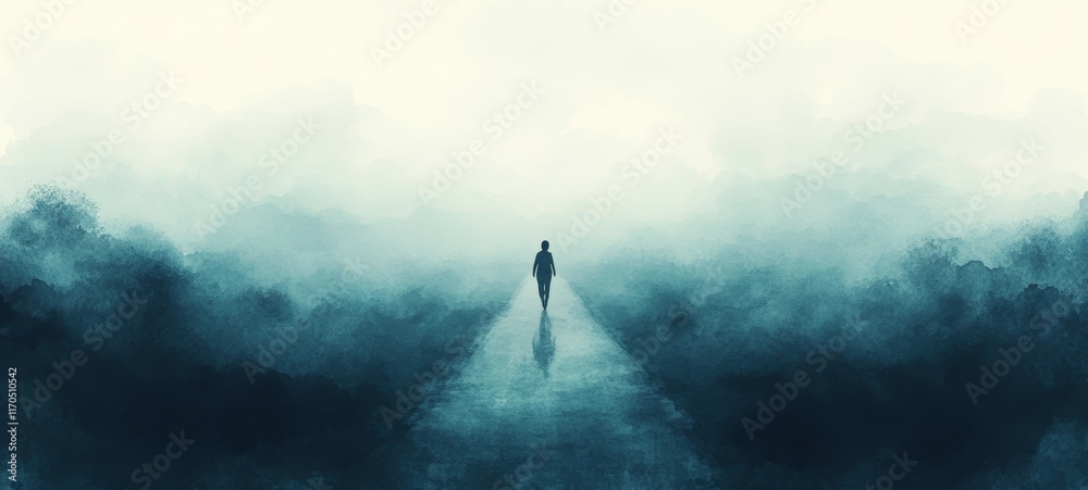 Fototapeta premium The Endless Road, Persistent Depressive Disorder Dysthymia
