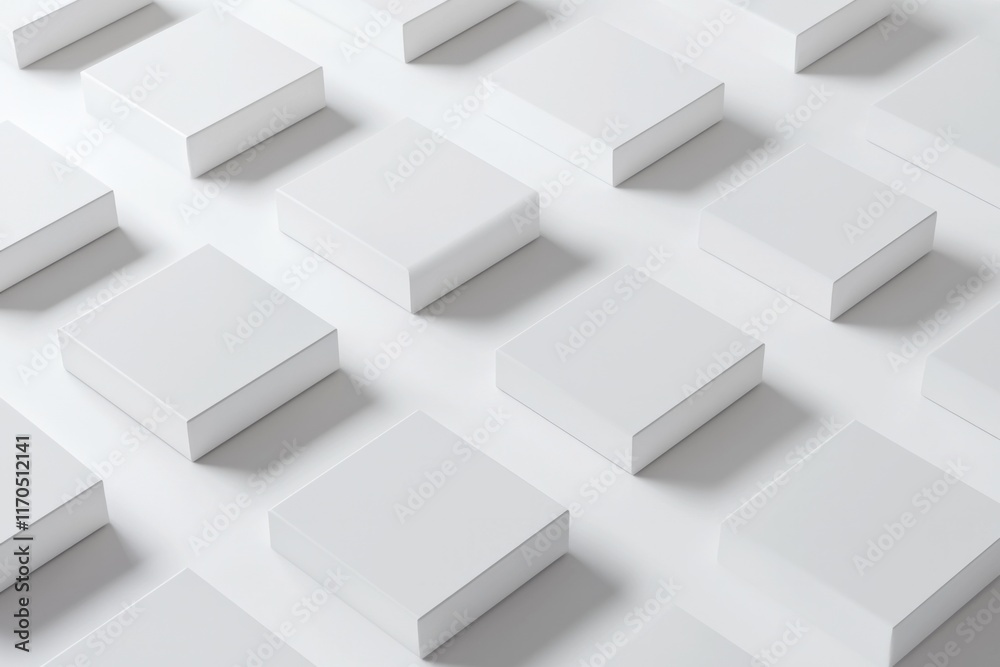 Minimalistic white background with square empty boxes Minimalistic white background with square empty boxes