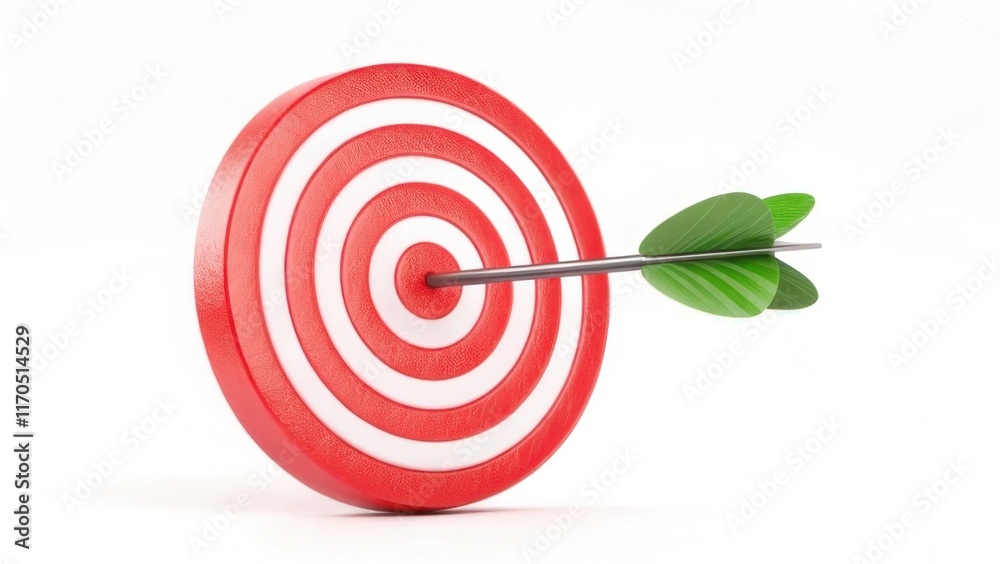 A dartboard with a green arrow successfully hitting the center, symbolizing achievement, focus, and goal-setting. A dartboard with a green arrow successfully hitting the center, symbolizing achievement, focus, and goal-setting.