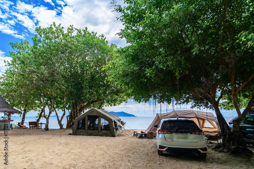 camping tent on the beach	 photo