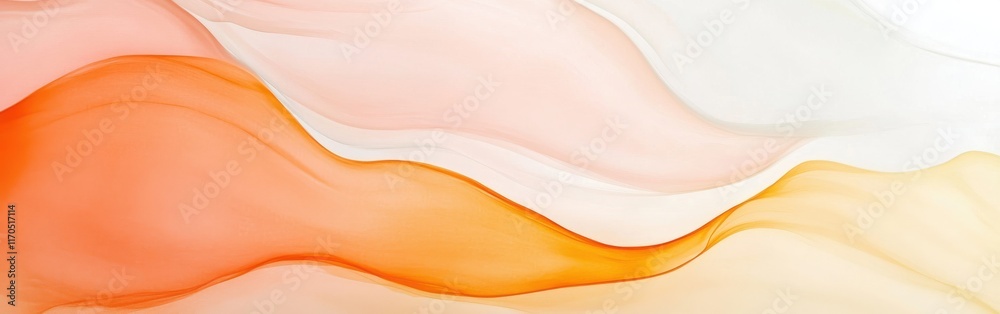 Obraz premium Pastel amber and coral arcs blend harmoniously in an abstract composition evoking warmth and tranquility